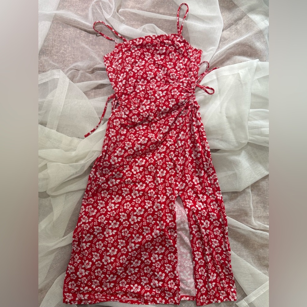 Floral Red Midi Dress